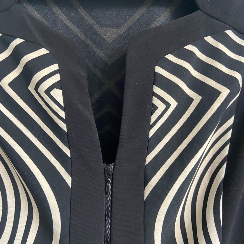 Joseph Ribkoff Full Zip Jacket Black & Tan Abstract Vintage Size Medium - Picture 4 of 6